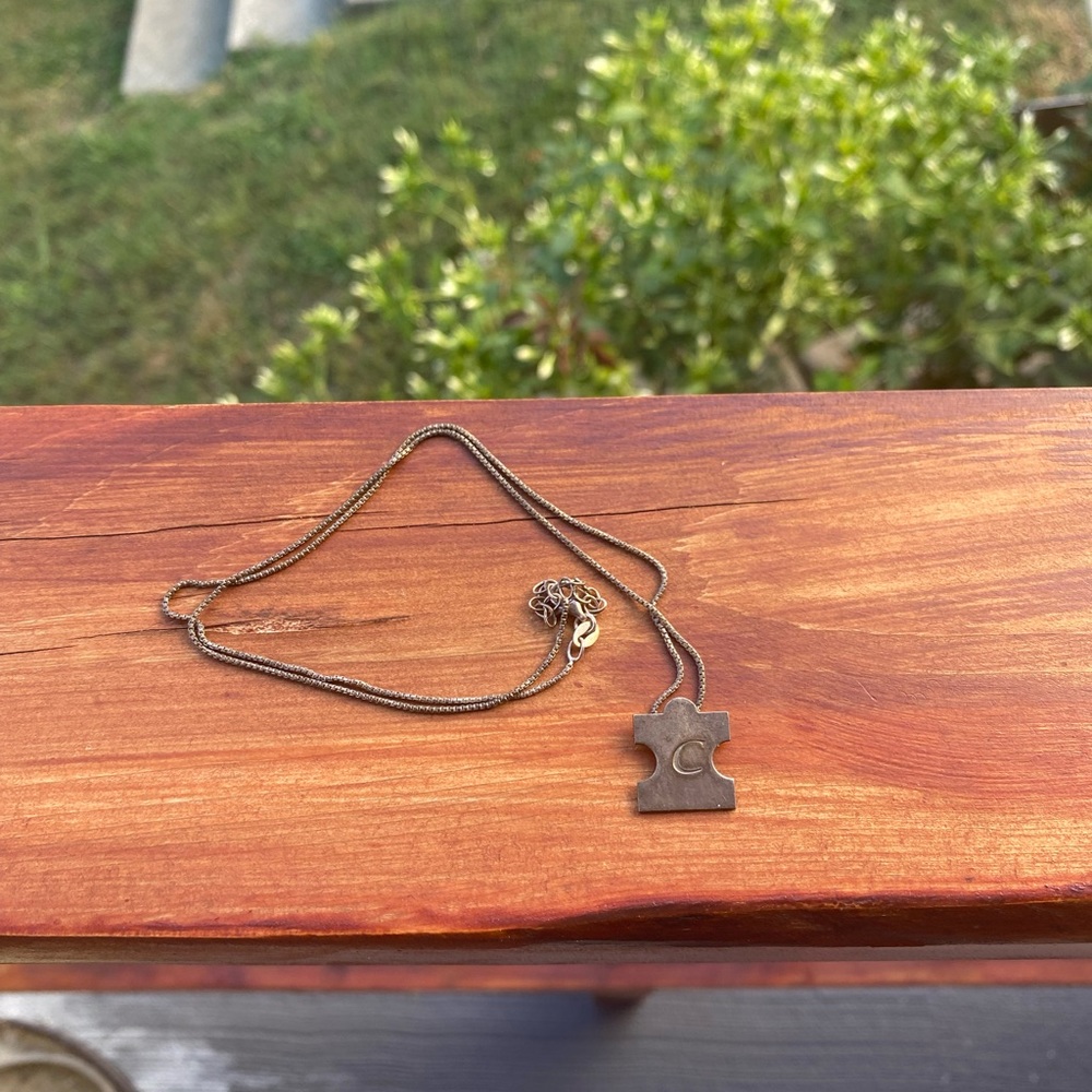Monogrammed “C” Puzzle Piece Necklace